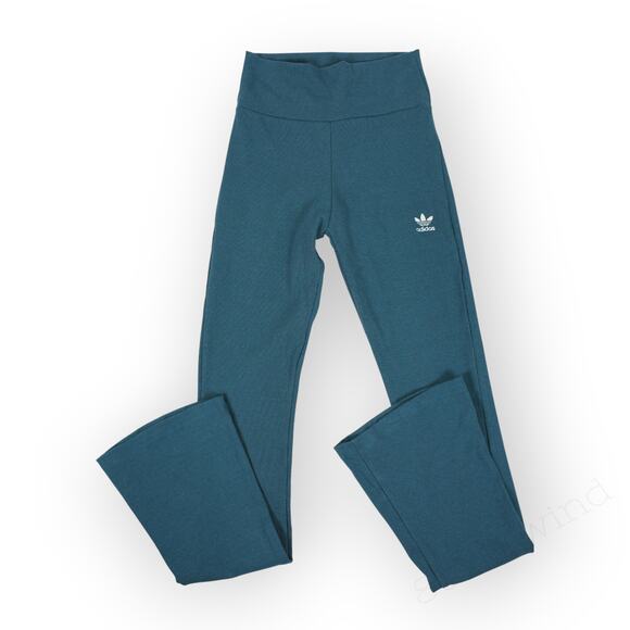 Small NEW Adidas Essential Rib Flared Legging ArcticNight Teal 32"Inseam - Picture 8 of 11